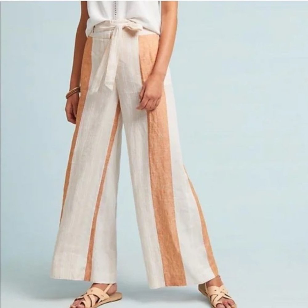 NWT Anthropologie ETT TWA Striped Linen Trousers